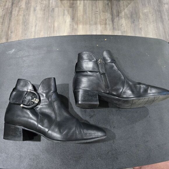 🐢 Aquatalia Fiamma Black Leather Bootie Chelsea Boot size 11 Made in Italy - Picture 3 of 16